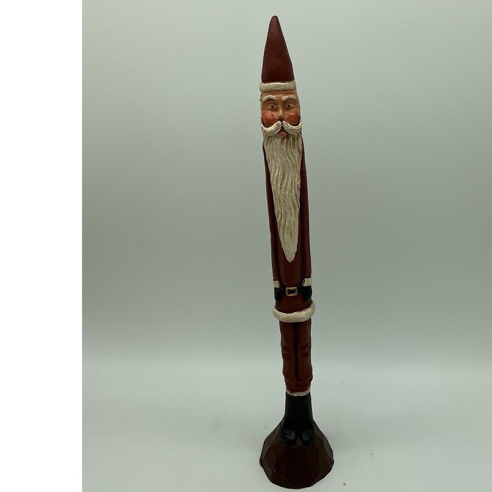 Vintage 1990 Jim Shore Pencil Santa Figurine Tall Slim Folk Art Christmas Decor